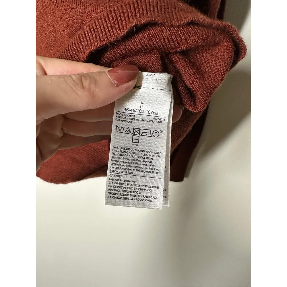 Banana Republic Mens Italian Merino Wool Baruffa Sweater Rust Orange Large L